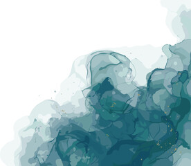 Elegant teal and gold abstract watercolor background texture