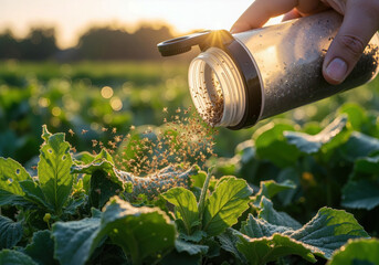 Hand releasing beneficial insects for organic pest control