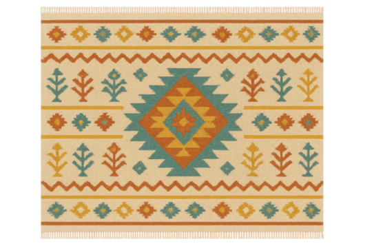 Tribal southwestern kilim rug with geometric pattern