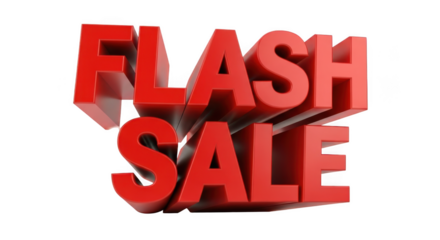 3d red text flash sale isolated on transparent background