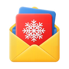 
Festive Red Card in Yellow Envelope with Snowflake &ndash; Playful Holiday Cheer for Digital Greetings
