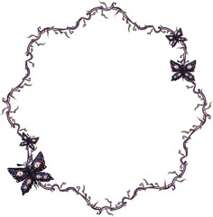 Enchanted Butterfly Thorn Wreath Frame | Circular Dark Botanical Border