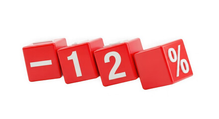 Red blocks displaying a twelve percent discount on a black background
