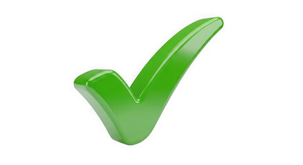 Shiny green check mark symbol on a black background