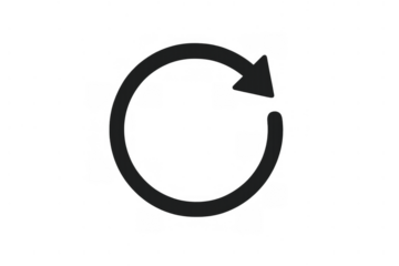 Resfresh icon featuring an arrow forming a circle, indicating reload or undo action. Transparent background