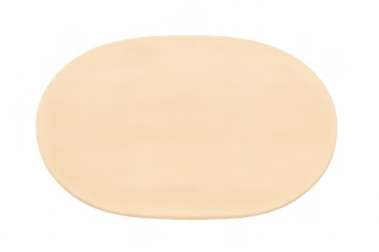 Uncooked pizza dough base ready for baking