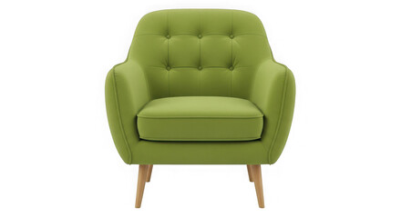 Mid century modern tufted armchair in vibrant lime green upholstery