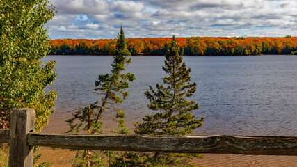 autumn landscape with lake and trees