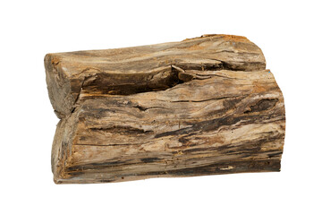 big dry old rustic driftwood or wooden stem log isolated on white or transparent png