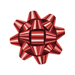 Shiny red gift bow isolated on transparent background