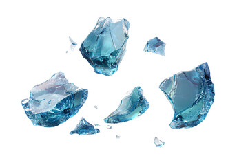 Shattered ice crystals, translucent and light blue