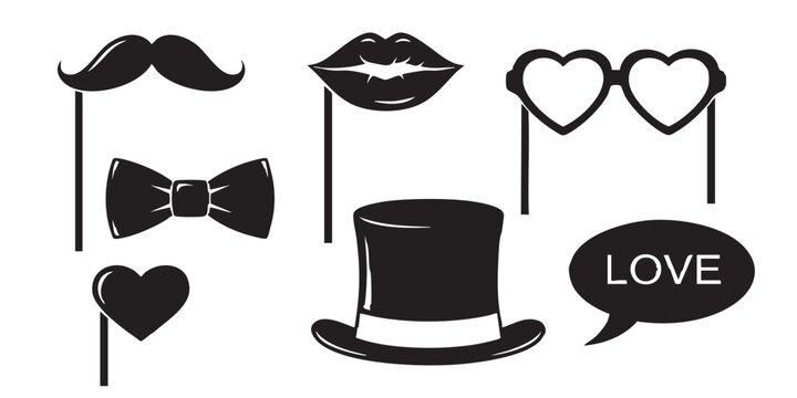 Wedding photo booth props icon vector