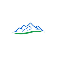 simple mountain logo design vector with line style