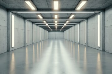 Fototapeta premium Modern industrial interior with bright lighting in an empty concrete space for creative projects or product displays