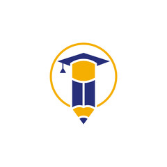 simple education and pencil, hat logo design vector with flat style