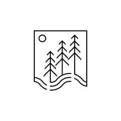 modern pine tree logo design vector with line style