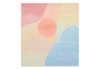 Abstract pastel watercolor rug with colorful shapes