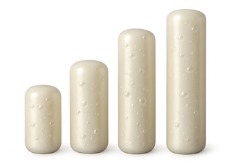 Korean tteok rice cakes growing, increasing size with bubbles, isolated on transparent background