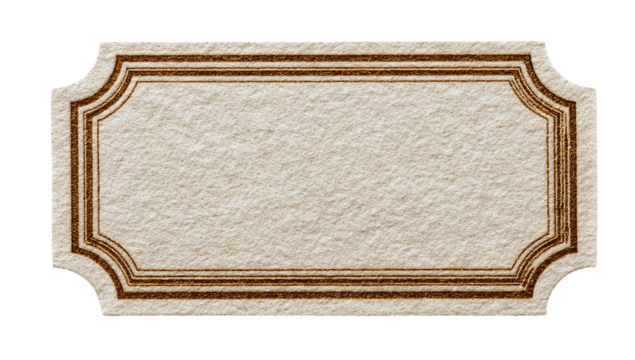 Beige label with decorative brown borders