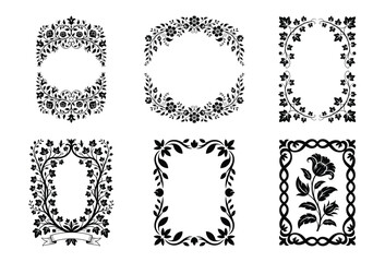Obraz premium Collection of decorative floral frames and borders isolated on white background