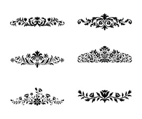Collection of ornate decorative flourishes isolated on white background