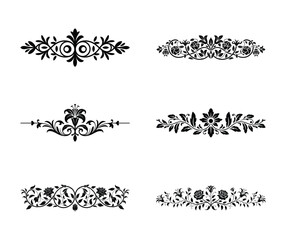 Collection of decorative flourish elements isolated on white background