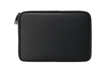 Fototapeta premium png Black padded laptop sleeve with zipper protective carrying case for electronics isolated on white background