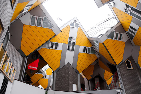 Cube houses, Kubuswoningen in Dutch, is an innovative set of residential apartments in Rotterdam, NL