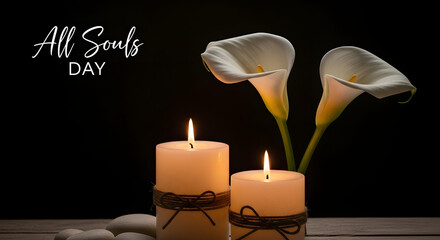 All souls day candles and lilies