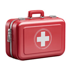 Obraz premium Red medical first-aid kit case, showing a white cross