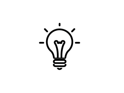 Simple, outlined lightbulb icon against a black background (2)