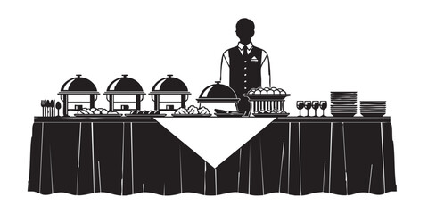 Wedding catering buffet setup icon vector