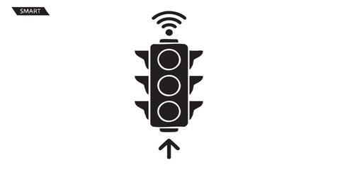 Smart traffic light icon vector