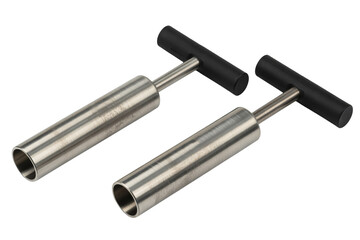 Naklejka premium Professional stainless steel coring tools ready for precision food preparation in a commercial kitchen environment, culinary expertise.