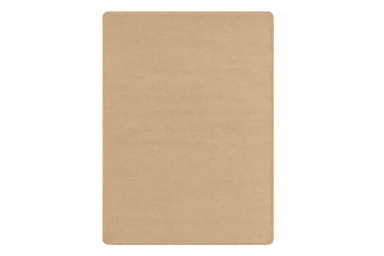 Beige rectangular soft carpet texture on transparent background