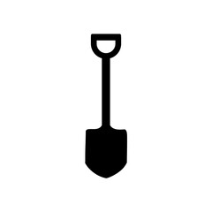 Black Shovel Icon &ndash; Minimalist Vector Silhouette for UI, Tools & Construction Design