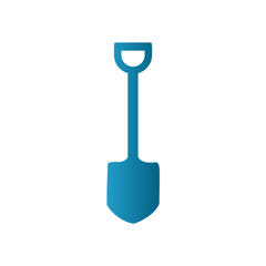 Blue Shovel Icon – Minimalist Vector Silhouette for UI, Tools & Construction Design