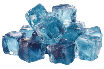 Obraz premium A cluster of translucent, light-blue ice cubes