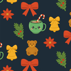 A pattern with bright, cheerful attributes of the New Year and Christmas
