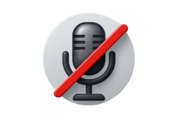 Muting microphone icon for privacy, audio off feature, no sound, video conferencing, disabled voice control