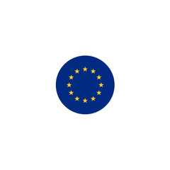 Blue round European Union flag emblem, vector illustration. Unity and solidarity, united economical and political zone