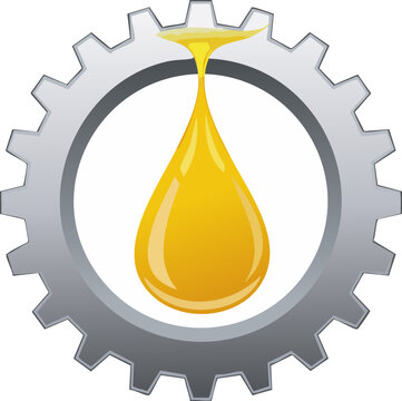 vector illustration of oil drop, dişli ve yağ simgesi