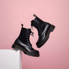 pair of black high boot