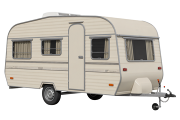 Classic vintage caravan ready for road trip adventures, perfect for family travel, camping, and outdoor exploration during summer vacations