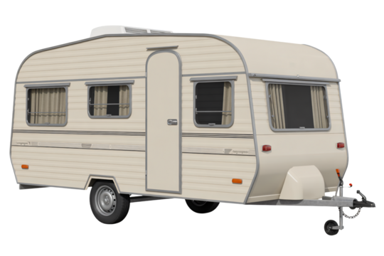 Classic vintage caravan ready for road trip adventures, perfect for family travel, camping, and outdoor exploration during summer vacations