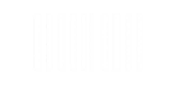 A graphic design of five rectangular shapes, each with vertical lines, and rounded edges