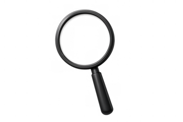 Magnifying glass illustration showing search, analysis, and investigation concept with transparent background