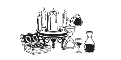 Wedding unity ceremony items icon vector