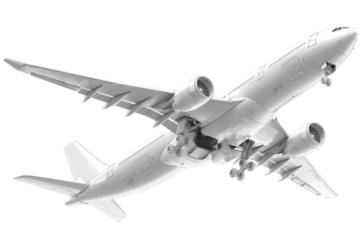 Monochromatic view of a large passenger jet in flight