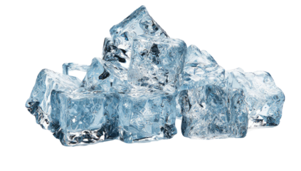 A cluster of clear, icy cubes